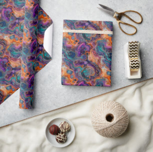 Fluid Design met rijke paars, Sinaasappels en blue Cadeaupapier