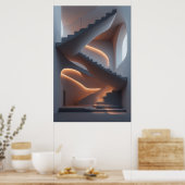 Fluid Elegance: een sculpturale wenteltrap Poster (Keuken)