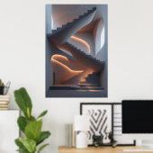 Fluid Elegance: een sculpturale wenteltrap Poster (Thuiskantoor)