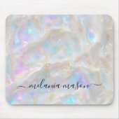 Fluid Gold Opaal Edelsteen Marmer Monogram Muismat (Voorkant)