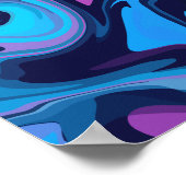 Fluid Gradient Golven in Blauw en Paarse Poster (Hoek)