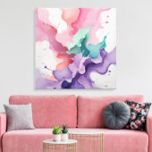 Fluid Harmony – Abstracte Waterverf in Blauwgroen, Canvas Afdruk (Insitu (Woonkamer))