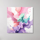 Fluid Harmony – Abstracte Waterverf in Blauwgroen, Canvas Afdruk (Voorkant)