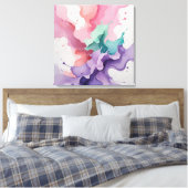 Fluid Harmony – Abstracte Waterverf in Blauwgroen, Canvas Afdruk (Insitu (Slaapkamer))