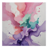 Fluid Harmony – Abstracte Waterverf in Blauwgroen, Perfect Poster (Voorkant)