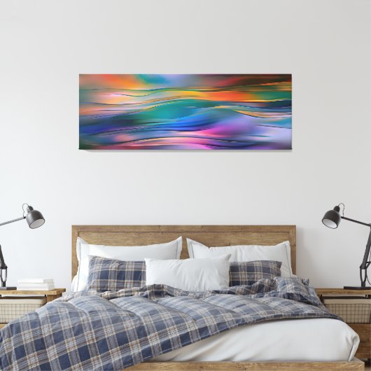 "Fluid Horizons" hedendaagse Abstracte kunst Canvas Afdruk (Insitu (Slaapkamer))