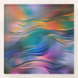 "Fluid Horizons" hedendaagse Abstracte kunst Glazen Onderzetter