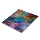 "Fluid Horizons" hedendaagse Abstracte kunst Tegeltje (Zijkant)