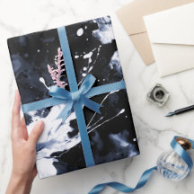 Fluid Ink Black Indigo Splash Abstract Pattern