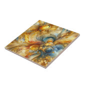 Fluid Lines en Circles Gouden Abstracte Waterverf Tegeltje (Zijkant)
