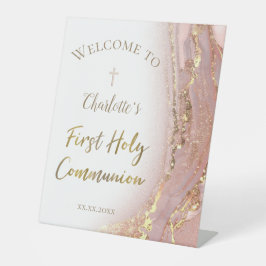 fluid marble | First Communion Reclamebord Met Voetstuk