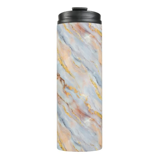 Fluid Marble in Tones of Gray, Peach and Gold  Thermosbeker (Voorkant)