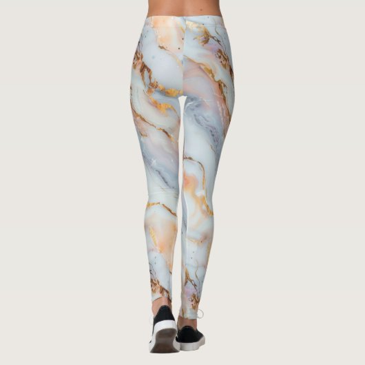 Fluid Marble Pattern with Peach, Gray and Gold   Leggings (Achterkant)