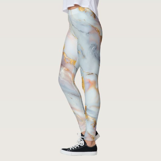 Fluid Marble Pattern with Peach, Gray and Gold Leggings (Links)