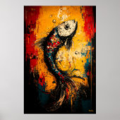 Fluid Motion Hedendaagse expressionistische Fish A Poster (Voorkant)