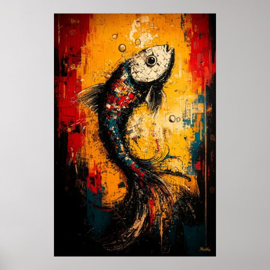 Fluid Motion Hedendaagse expressionistische Fish A Poster (Voorkant)