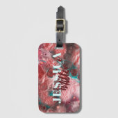 Fluid Paint Rood Blauwgroen Folie Sprankelende Lic Bagagelabel (Voorkant (verticaal))