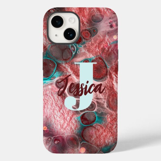 Fluid Paint Rood Blauwgroen Folie Sprankelende Lic Case-Mate iPhone Case (Achterkant)