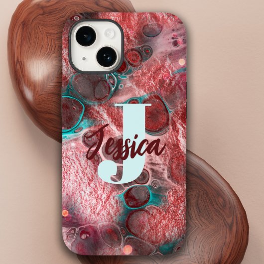 Fluid Paint Rood Blauwgroen Folie Sprankelende Lic Case-Mate iPhone Case