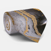 Fluid Swirl Marble Gold en grijze Stropdas (Opgerold)