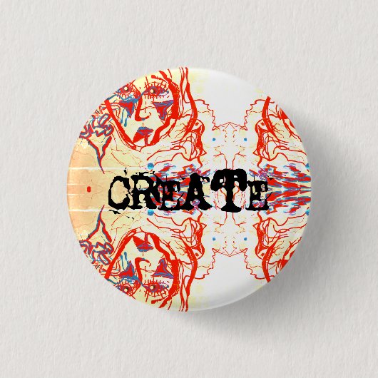 Fluïsiteit, gespiegelde sage-kunst ronde button 3,2 cm (Voorkant)