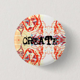 Fluïsiteit, gespiegelde sage-kunst ronde button 3,2 cm