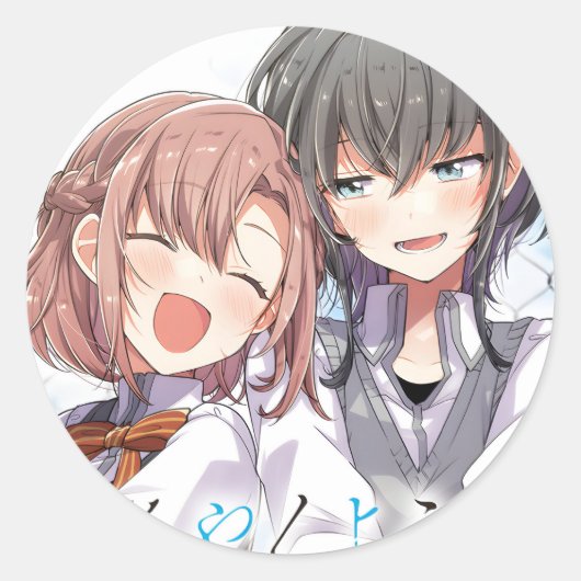 Fluister me een Liefdeslied | Sasakoi | Yuri Manga Ronde Sticker (Voorkant)