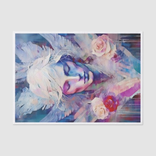 fluister mijn naam, beschermengel, papier collage (Voorkant)