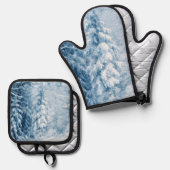 Fluisteren van de winter ovenwant & pannenlap set (Voorkant / Achterkant)