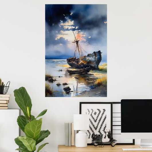 Fluisteren van het verleden, vergaan schip poster (Thuiskantoor)