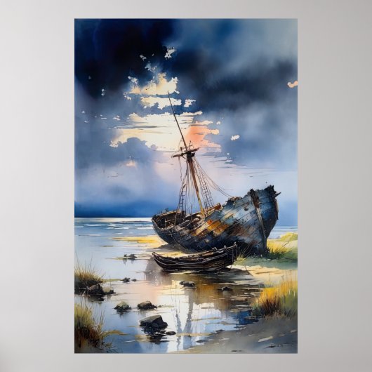 Fluisteren van het verleden, vergaan schip poster (Voorkant)