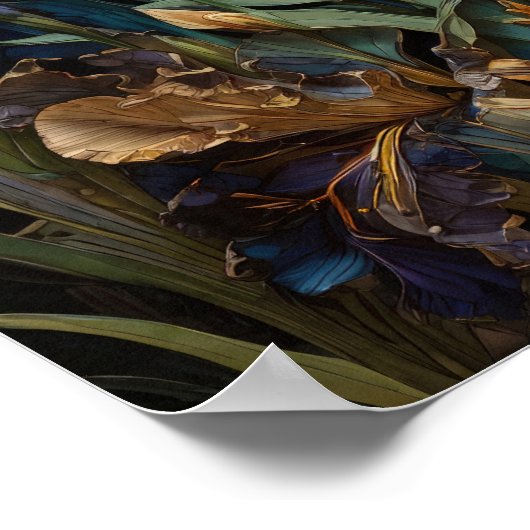 Fluisteren van Iris - bloemen digitale kunst poste Poster (Hoek)