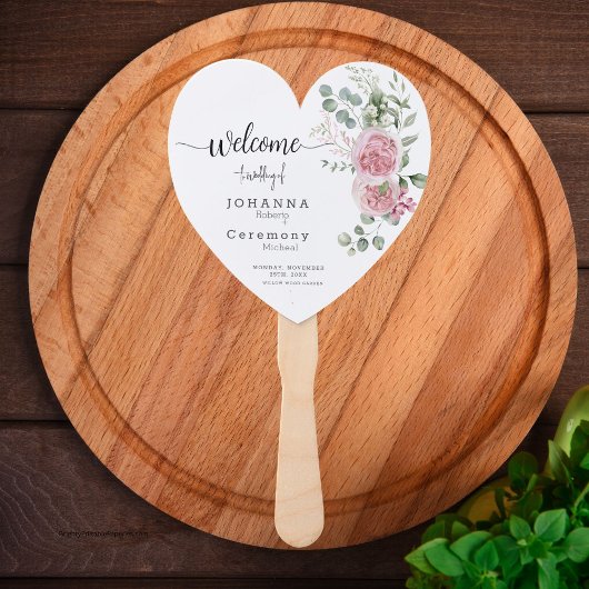 Fluisteren van Liefde Roze Rose Pioen Trouwprogram Handwaaier