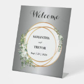 Fluisteren van Natuur: Silver, Gold & Floral Versi Reclamebord Met Voetstuk (Voorkant)