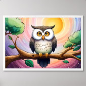 Fluisteren van schattige Uil Schilderij Te Midden  Poster