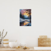 Fluisteren van Winter, Een Riverside Reverie Poster (Keuken)