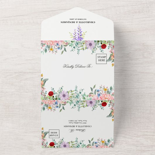 Fluisterend Woodland Green Enchanted Forest bruilo All In One Uitnodiging (Buitenkant)