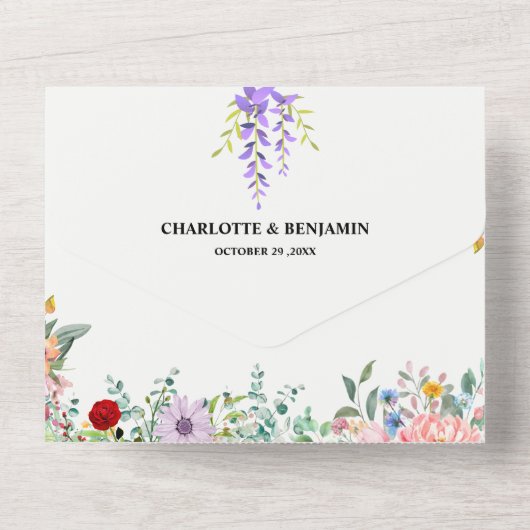 Fluisterend Woodland Green Enchanted Forest bruilo All In One Uitnodiging (Achterkant)