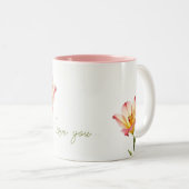 Fluisterende affectie lelies tweekleurige koffiemok (Voorkant rechts)