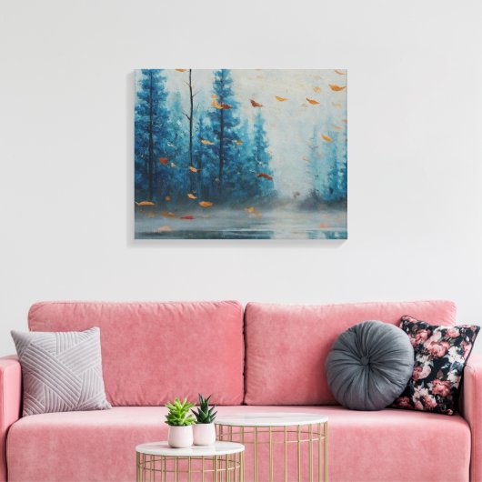 Fluisterende Bladeren Blauwe Bos Droomlandschap Ab Canvas Afdruk (Insitu (Woonkamer))