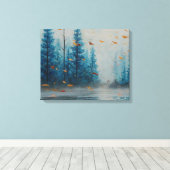 Fluisterende Bladeren Blauwe Bos Droomlandschap Ab Canvas Afdruk (Insitu (Houten vloer))