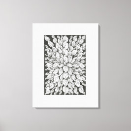 Fluisterende Bladeren: Minimaal Zwart & Wit Doodle Canvas Afdruk