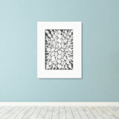 Fluisterende Bladeren: Minimaal Zwart & Wit Doodle Canvas Afdruk (Insitu (Houten vloer))