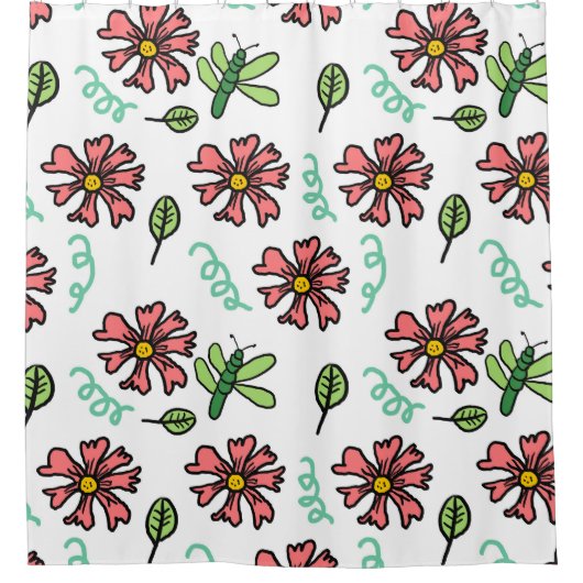 Fluisterende bloemblaadjes Douchegordijnen (Voorkant)
