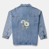 Fluisterende Bloemblaadjes: Zachte Blauwe & Crème Denim Jacket (Achterkant)