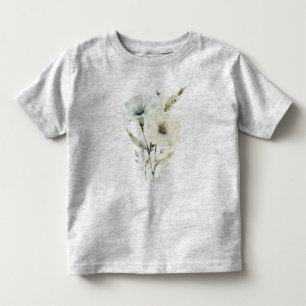 Fluisterende Bloemblaadjes: Zachte Blauwe & Crème Kinder Shirts