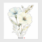 Fluisterende Bloemblaadjes: Zachte Blauwe & Crème Sticker (Vel)