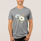 Fluisterende Bloemblaadjes: Zachte Blauwe & Crème Tri-Blend Shirt (Voorkant)