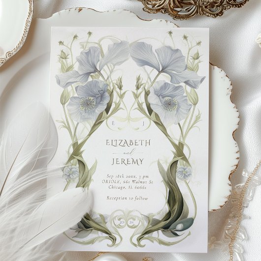 Fluisterende Bluebells Art Nouveau bruiloft Kaart