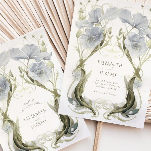 Fluisterende Bluebells Art Nouveau bruiloft Kaart